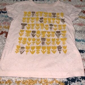 Crewcuts Pink Tee with Yellow Floral Design